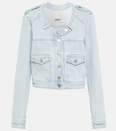 Isabel Marant Round-neck Cropped Denim Jacket In Blue