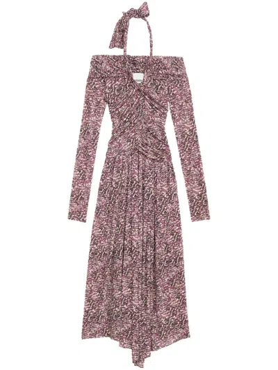Isabel Marant Valentine Dress In Purple-ecru