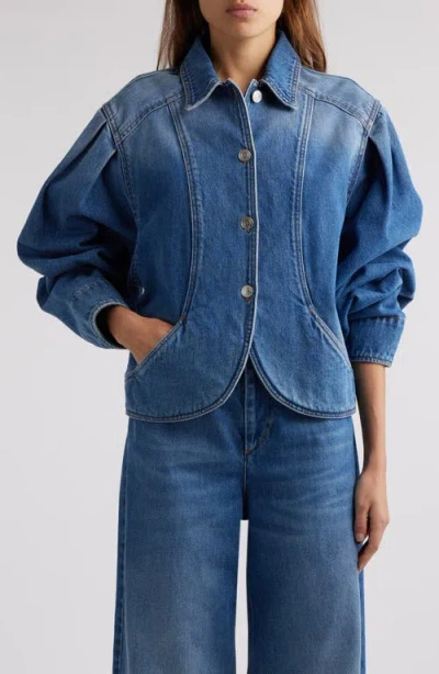 Isabel Marant Valette Curve Hem Denim Jacket In Blue