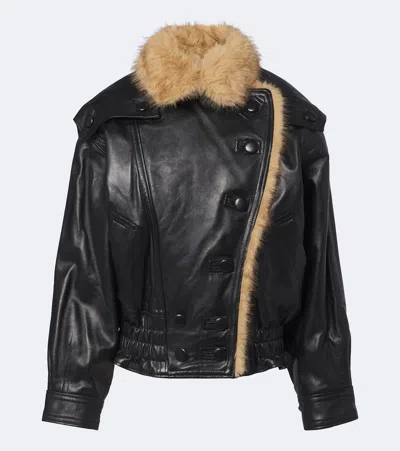 Isabel Marant Valina Double-breasted Leather Jacket In Black