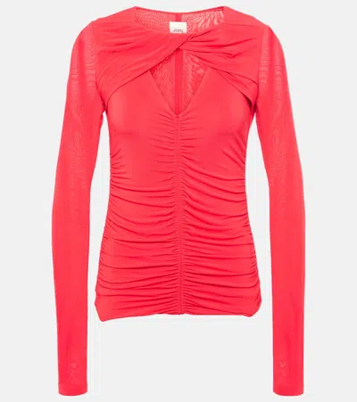Isabel Marant Vandalia Gathered Jersey Top In Red