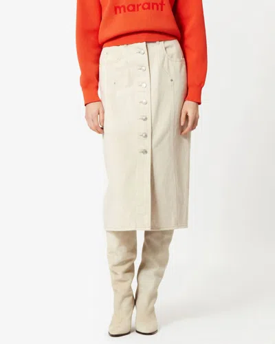 Isabel Marant Vandy Denim Midi Skirt In Ecru In Multi