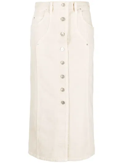 Isabel Marant Vandy Midi Denim Skirt In Neutrals