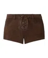 Isabel Marant Vanel Lace-up Suede Shorts In Brown