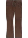 Isabel Marant Vanel Lace-up Suede Straight-leg Pants In ブラウン