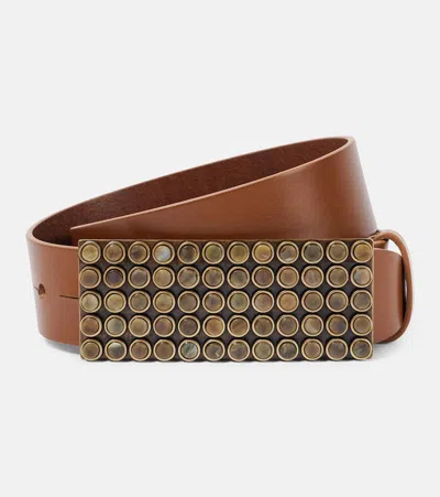Isabel Marant Vanesia Embellished Leather Belt In Khaki