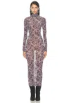 Isabel Marant Vanessa Pansy Long Sleeve Jersey Turtleneck Dress In Purple