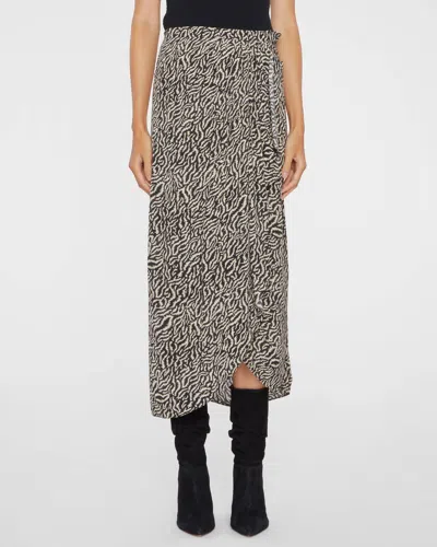 Isabel Marant Vanille Midi Skirt In Ecru/black In Multi