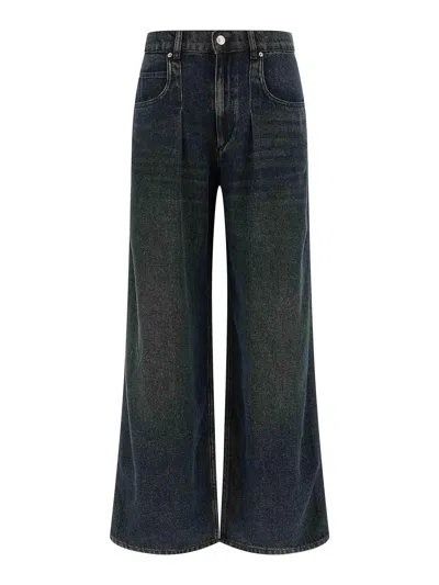 Isabel Marant Women 'rodayna' Blue Jeans With Logo Patch On The Rear  In Denim Woman