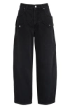Isabel Marant Varda High Waist Straight Leg Jeans In Faded Black
