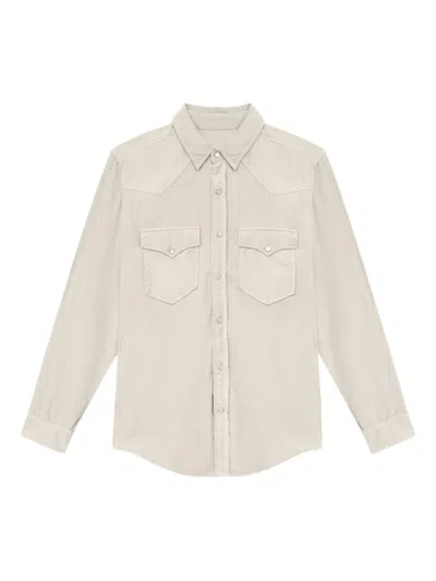 Isabel Marant Vasco Corduroy Long-sleeve Shirt In White