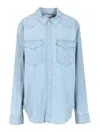 Isabel Marant Vasco Shirt In Light Wash Denim In Blue