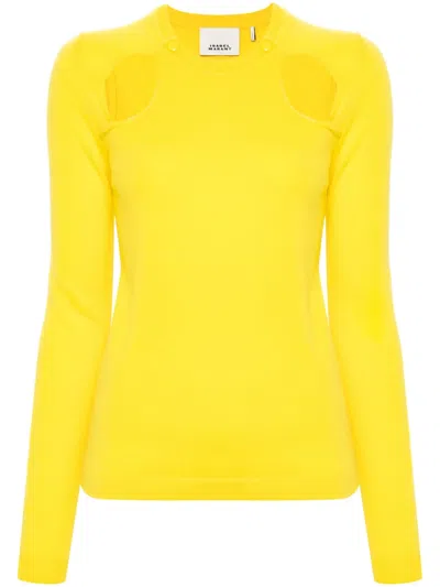Isabel Marant Cut-out Cashmere Top In Yellow
