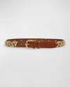 Isabel Marant Veliana Calf Leather Studded Belt In Brown