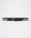 Isabel Marant Veliana Calf Leather Studded Belt In Henna Silver