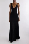 Isabel Marant Velma Plunge Neck Crepe Knit Maxi Dress In Black