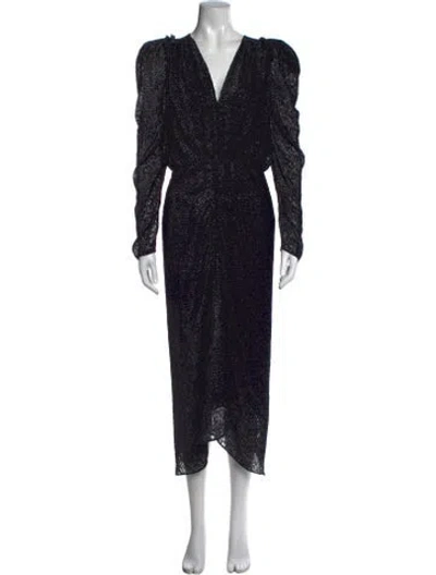 Pre-owned Isabel Marant Velour Midi Length Dress In Black