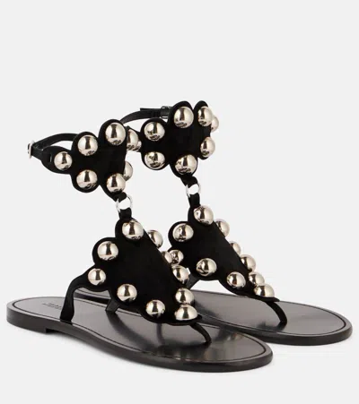 Isabel Marant Velvee Studded Suede Sandals In Black