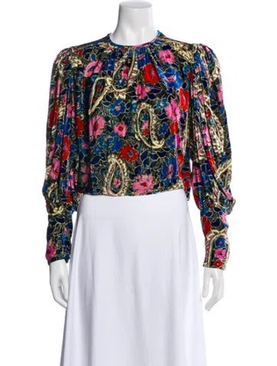 Pre-owned Isabel Marant Velvet Floral Print Blouse In Neutral