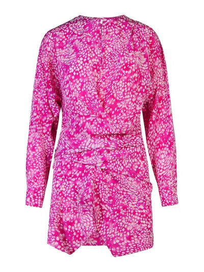 ISABEL MARANT HABLA DRESS IN FUCHSIA SILK BLEND