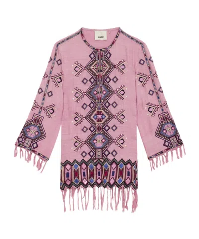 ISABEL MARANT VESTIDO CORTO ZAYANA DE SEDA MATKA BORDADA