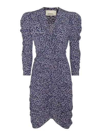 Isabel Marant Stretch Silk Celina Mini Dress In Blue