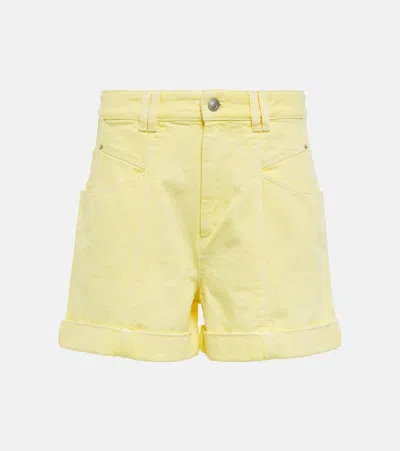 Isabel Marant Vetanio High-rise Denim Shorts In Yellow