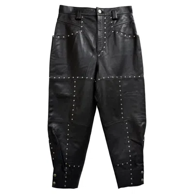 Isabel Marant Viamao Studded Tapered Pants In Black Leather