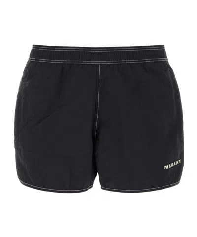 Isabel Marant Vicente Logo Embroidered Swim Shorts In Black