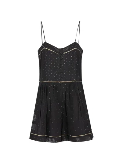 Isabel Marant Vickie Polka-dot Romper In Black