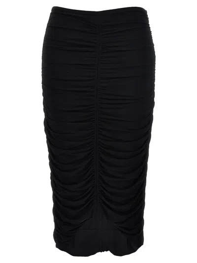 Isabel Marant Vicky Ruched Viscose Midi Skirt In 黑色的