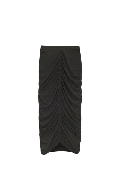 Isabel Marant High-waisted Ruched Midi Skirt In Black
