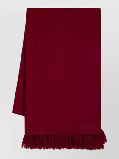 Isabel Marant Vilana Cotton Scarf Fringed Edges Design In Red