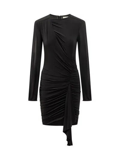 Isabel Marant Sleek Ruched Dress With Elegant Cutouts And Long Sleeves In Black