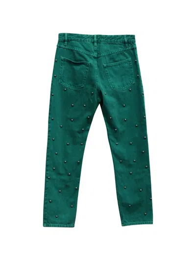Pre-owned Isabel Marant Vintage 2017 Pearl-embellished Jeans In Green