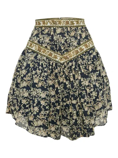 Pre-owned Isabel Marant Vintage 2024 Vega Floral-print Cotton Mini Skirt In Blue