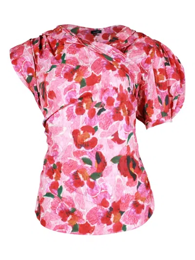 Pre-owned Isabel Marant Vintage Asymmetric Puff-sleeve Blouse In Pink
