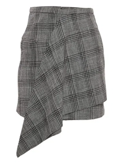 Pre-owned Isabel Marant Vintage Asymmetrical Plaid Skirt In Gray