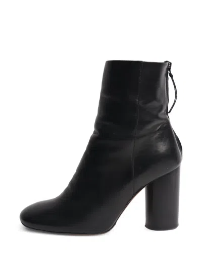 Pre-owned Isabel Marant Vintage Block-heel Leather Ankle Boots In Black