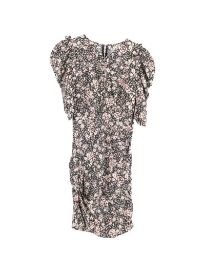 Pre-owned Isabel Marant Vintage Brizia Ruched Mini Dress In Black