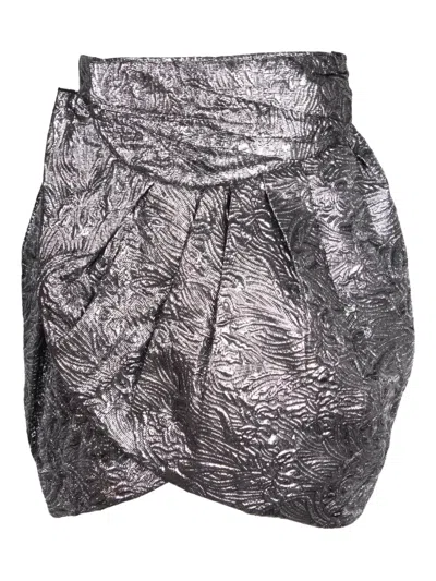 Pre-owned Isabel Marant Vintage Brocade-wrap Mini Skirt In Silver