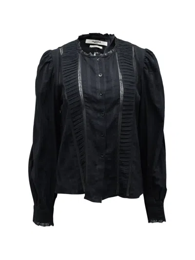 Pre-owned Isabel Marant Vintage Button-front Pleated Blouse In Black