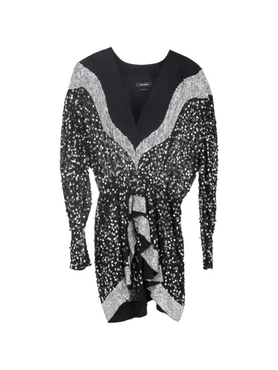 Pre-owned Isabel Marant Vintage Caldes Sequined-embellished Mini Dress In Black