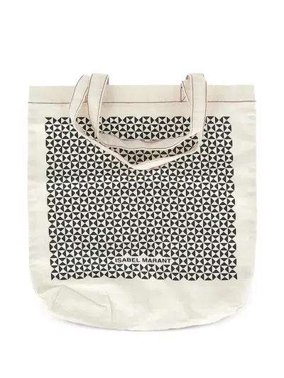 Pre-owned Isabel Marant Vintage Canvas Printed Tote Bag In Neutral