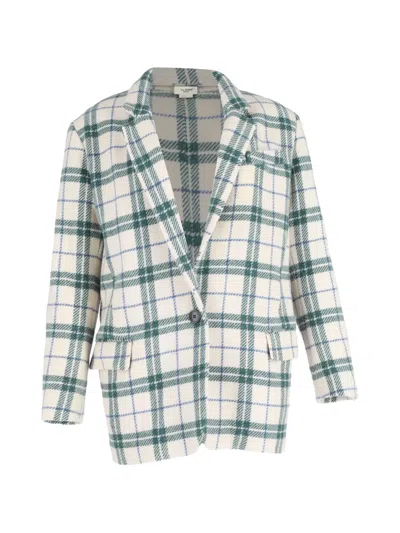 Pre-owned Isabel Marant Vintage Check-pattern Blazer In White