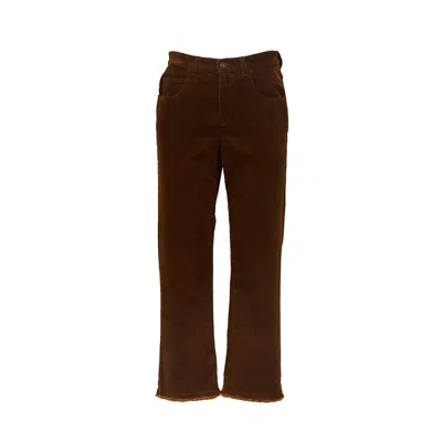 Isabel Marant Vintage Corduroy Straight-leg Pants With Frayed Hems In Black