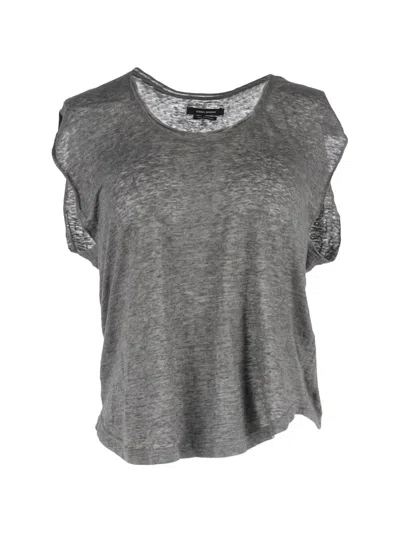 Pre-owned Isabel Marant Vintage Draped Linen T-shirt In Gray