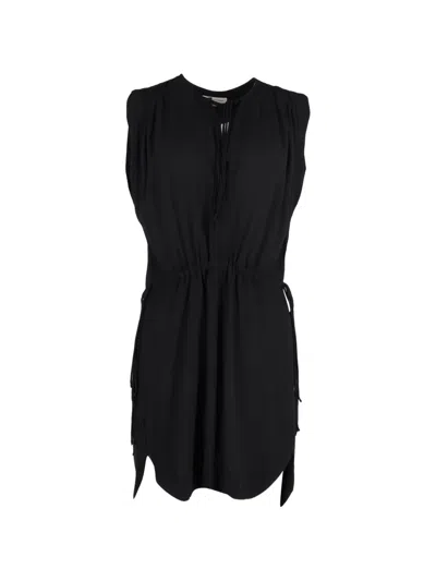 Pre-owned Isabel Marant Vintage Drawstring Waist Dress In Black