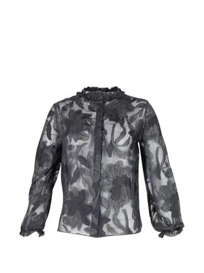 Pre-owned Isabel Marant Vintage Embroidered Ruffle Blouse In Black