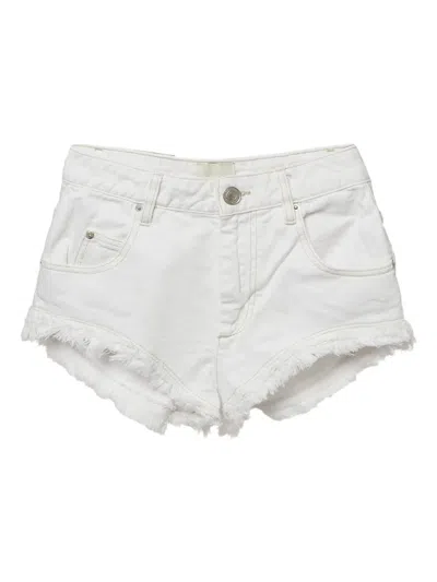 Pre-owned Isabel Marant Vintage Eneidao Frayed-hems Denim Shorts In White